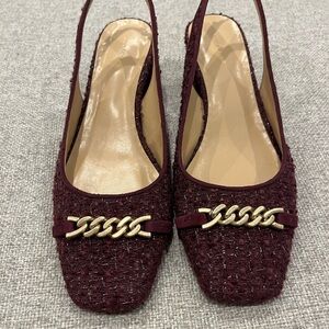 Ann Taylor Burgundy Tweed Slingback Heels